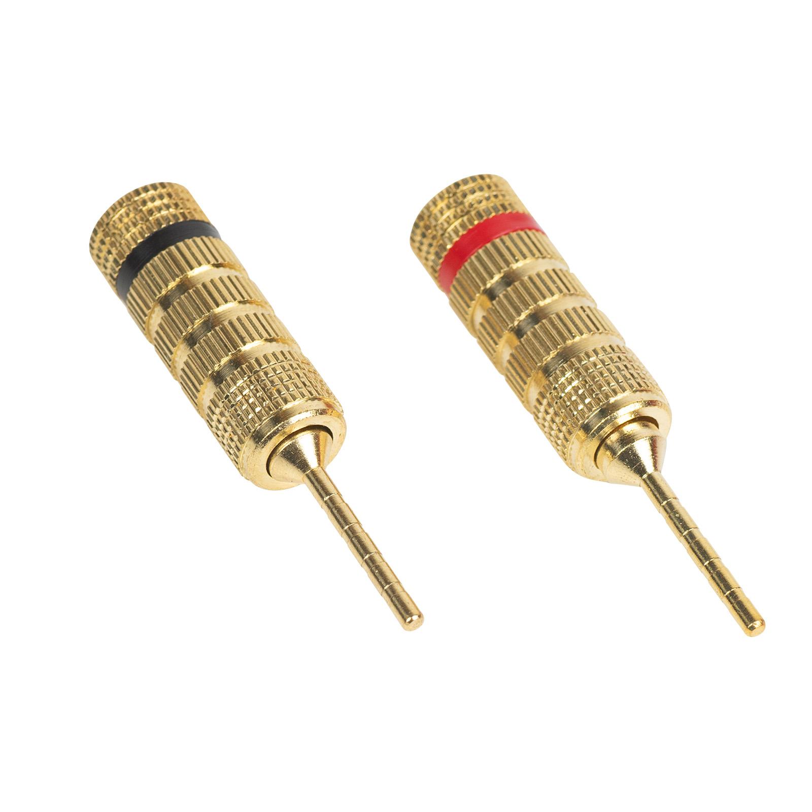 Gold Plated Speaker Pins with Compression Fit or Banana Plug Entry-1 Pair Black, Red